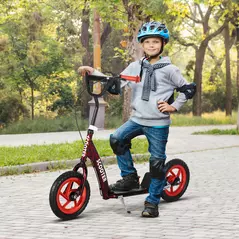 AIYAPLAY Kids Scooter with Adjustable Handlebar, Children's Kick Scooter with Non-slip Footplate, Rear Brake, Kickstand, Red - 2