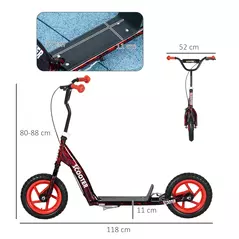 AIYAPLAY Kids Scooter with Adjustable Handlebar, Children's Kick Scooter with Non-slip Footplate, Rear Brake, Kickstand, Red - 3