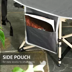 Outsunny Single Steel Frame Portable Camping Cot, with Carry Bag - Grey - 6