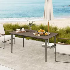 Outsunny Garden Table, Outdoor Dining Table for 6 People, 160 x 90 x 74 cm, with Rust Resistant Metal Frame, WPC Top, for Balcony, Terrace, Dark Grey - 8