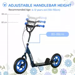 AIYAPLAY Kids Scooter with Adjustable Handlebar, Children's Kick Scooter with Non-slip Footplate, Rear Brake, Kickstand, Blue - 4