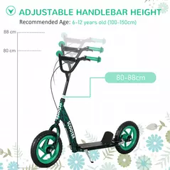 AIYAPLAY Kids Scooter with Adjustable Handlebar, Children's Kick Scooter with Non-slip Footplate, Rear Brake, Kickstand, Green - 4