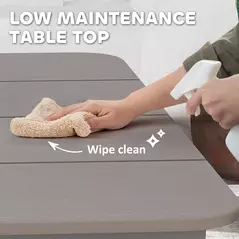 Outsunny Garden Table, Outdoor Dining Table for 6 People, 160 x 90 x 74 cm, with Rust Resistant Metal Frame, WPC Top, for Balcony, Terrace, Dark Grey - 6