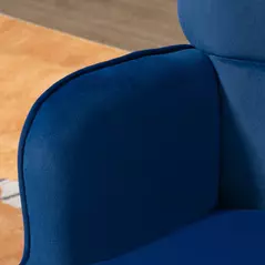 HOMCOM Modern Armchair with Footstool, Upholstered Accent Chair with Ottoman, Steel Legs, Velvet Wingback Chair for Living Room, Bedroom, Home Study, Dark Blue - 7