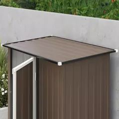 Outsunny 5ft x 3ft Garden Storage Shed, Outdoor Metal Shed with Sloped Roof, Lockable Door for Tools, Equipment, Brown - 9