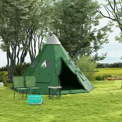 Outsunny 6 Men Tipi Tent with Carry Bag - Green - 9