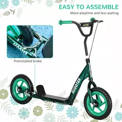 AIYAPLAY Kids Scooter with Adjustable Handlebar, Children's Kick Scooter with Non-slip Footplate, Rear Brake, Kickstand, Green - 5