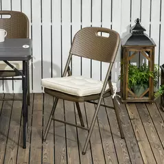 Outsunny Set of 4 Garden Seat Cushion with Ties, 42 x 42cm Replacement Dining Chair Seat Pad, Cream White - 2