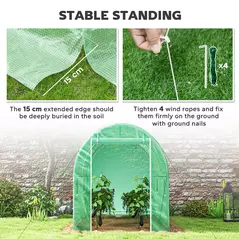 Outsunny 300 x 195cm Walk-In Tunnel Greenhouse - Green - 5