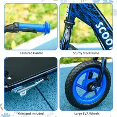 AIYAPLAY Kids Scooter with Adjustable Handlebar, Children's Kick Scooter with Non-slip Footplate, Rear Brake, Kickstand, Blue - 6