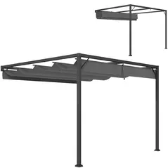 Outsunny 3 x 3 m Pergola, with Sliding Canopy - Grey - 1
