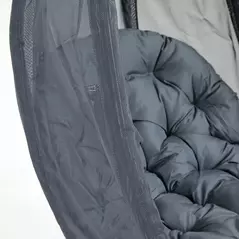 Outsunny Hanging Egg Chair, Folding Texteline Swing Hammock with Side Pocket, Cushion and Stand for Indoor Outdoor, Patio Garden Furniture, Grey - 8