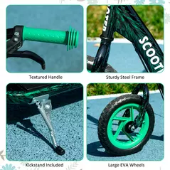 AIYAPLAY Kids Scooter with Adjustable Handlebar, Children's Kick Scooter with Non-slip Footplate, Rear Brake, Kickstand, Green - 6