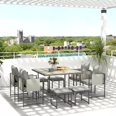 Outsunny Nine-Piece Steel Frame Garden Dining Set - Grey - 2