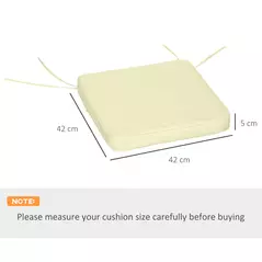 Outsunny Set of 6 Pcs Chair Cushion, 42Lx42Wx5T cm-Cream White - 3