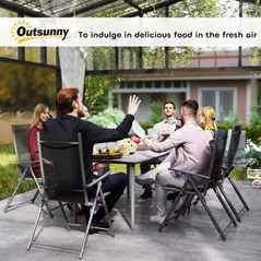 Outsunny Garden Table, Outdoor Dining Table for 6 People, 160 x 90 x 74 cm, with Rust Resistant Metal Frame, WPC Top, for Balcony, Terrace, Light Grey - 9