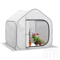Outsunny 150 x 148cm Pop-Up Greenhouse - White - 1
