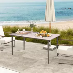 Outsunny Garden Table, Outdoor Dining Table for 6 People, 160 x 90 x 74 cm, with Rust Resistant Metal Frame, WPC Top, for Balcony, Terrace, Light Grey - 8