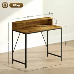 HOMCOM 100cm Computer Desk with LED Lights and Power Outlets, Gaming Desk with Monitor Stand, Computer Table with Remote for Home Office Study, Rustic Brown - 3