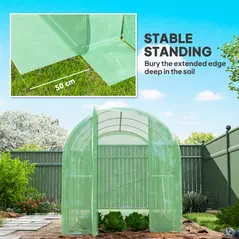 Outsunny 3 x 2 x 2m Polytunnel Greenhouse with Hinged Door, Walk-in Grow House Tent with PE Cover and Galvanised Steel Frame, Green - 6