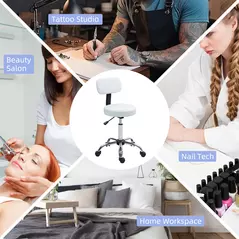 HOMCOM 360° Swivel Seat Salon Stool - White - 8