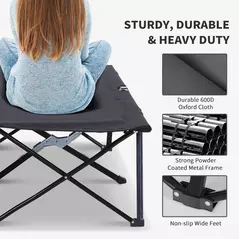 Outsunny Double Camping Cot Bed, with Bag - Black - 4