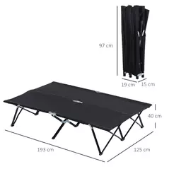 Outsunny Double Camping Cot Bed, with Bag - Black - 3