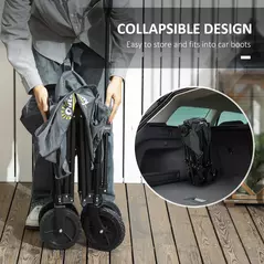 Outsunny 120L Festival Trolley on Wheels, Folding & Compact Camping Trolley Cart with Adjustable Handle for Garden, Beach, Fishing, Grey - 6