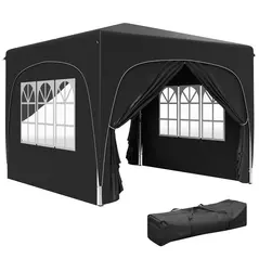 Outsunny 3 x 3m Pop-Up Gazebo Shelter, with Accessories - Black - 1