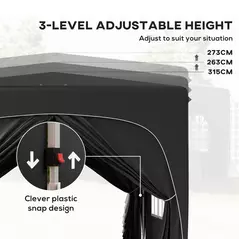 Outsunny 3 x 3m Pop-Up Gazebo Shelter, with Accessories - Black - 5