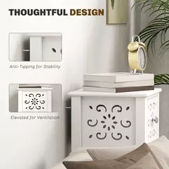 HOMCOM Set of Two Elegant Floral Cut-Out Side Tables - White - 6