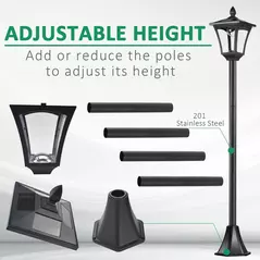 Outsunny Outdoor Garden Solar Post Lamp Sensor Dimmable LED Lantern Bollard Pathway 1.6M Tall – Black - 6