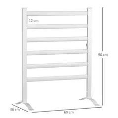 HOMCOM Electric Towel Warmer, 6 Bar Aluminum Heated Towel Rail, Wall Mounted & Free Standing Towel Drying Rack for Bathroom, Plug-in, Silver - 3