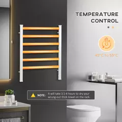 HOMCOM Electric Towel Warmer, 6 Bar Aluminum Heated Towel Rail, Wall Mounted & Free Standing Towel Drying Rack for Bathroom, Plug-in, Silver - 5