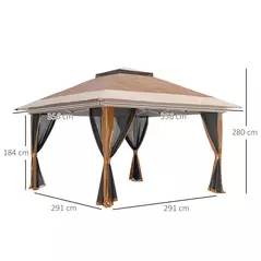 Outsunny 3.6 x 3.6m Pop-Up Gazebo, with Accessories - Brown - 3