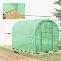 Outsunny 3 x 2 x 2m Polytunnel Greenhouse with Hinged Door, Walk-in Grow House Tent with PE Cover and Galvanised Steel Frame, Green - 3
