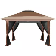 Outsunny 3.6 x 3.6m Pop-Up Gazebo, with Accessories - Brown - 9