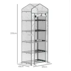 Outsunny 193cm Five Shelf Mini Greenhouse - White - 3