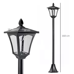 Outsunny Outdoor Garden Solar Post Lamp Sensor Dimmable LED Lantern Bollard Pathway 1.6M Tall – Black - 3