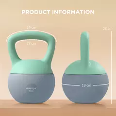 SPORTNOW 6KG Soft Kettlebell, Kettlebell with Non-Slip Handle for Home Gym, Weight Lifting, Strength Training, Green/Grey - 3