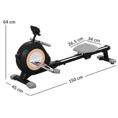 SPORTNOW Rowing Machine, 16-Level Magnetic Rower Machine with LCD Monitor and Phone Holder, Black - 3