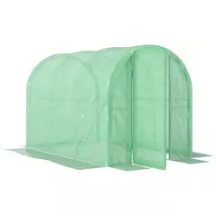 Outsunny 3 x 2 x 2m Polytunnel Greenhouse with Hinged Door, Walk-in Grow House Tent with PE Cover and Galvanised Steel Frame, Green - 1