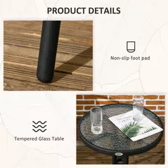 Outsunny 3 Pieces Rattan Bistro Set - Black - 7