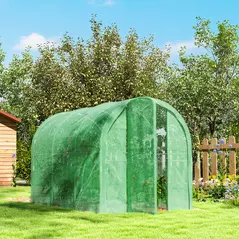 Outsunny 3 x 2 x 2m Polytunnel Greenhouse with Hinged Door, Walk-in Grow House Tent with PE Cover and Galvanised Steel Frame, Green - 8
