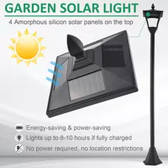 Outsunny Outdoor Garden Solar Post Lamp Sensor Dimmable LED Lantern Bollard Pathway 1.6M Tall – Black - 4