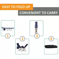 Outsunny Single Person Camping Bed Folding Cot Outdoor Patio Portable Military Sleeping Bed Travel Guest Leisure Fishing with Side Pocket and Carry Bag - Blue - 4