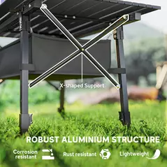 Outsunny Folding Camping Table, 90 x 55 cm Height Adjustable Portable Collapsible Table, 3ft Lightweight Aluminium Rollup Picnic Table with Storage Basket for Outdoor Garden Party BBQ, Black - 6