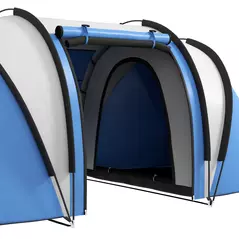 Outsunny Two-Man Tent, with Bedrooms, Living Room and Canopy - Blue - 8
