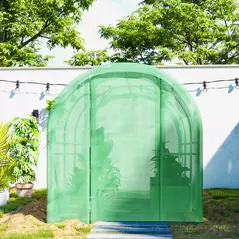 Outsunny 3 x 2 x 2m Polytunnel Greenhouse with Hinged Door, Walk-in Grow House Tent with PE Cover and Galvanised Steel Frame, Green - 9