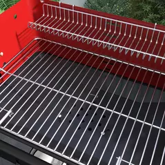 Outsunny Charcoal BBQ, with Five Position Grill Grate - Red - 9
